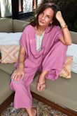Sandbar Linen Blend Drape Front Cap Sleeve Gilet Indian Pink